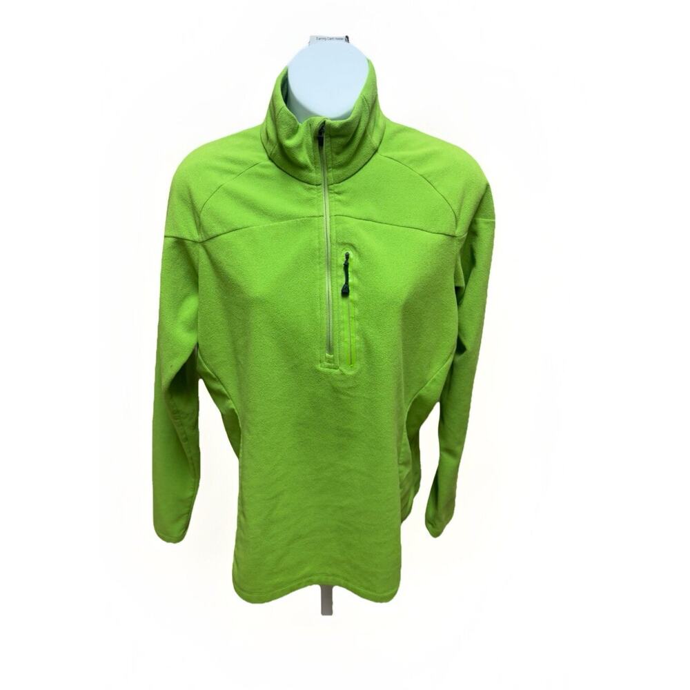 First Ascent Fleece Jacket Womens Size Medium Green Long Sleeve 1/2 Zip Pullover